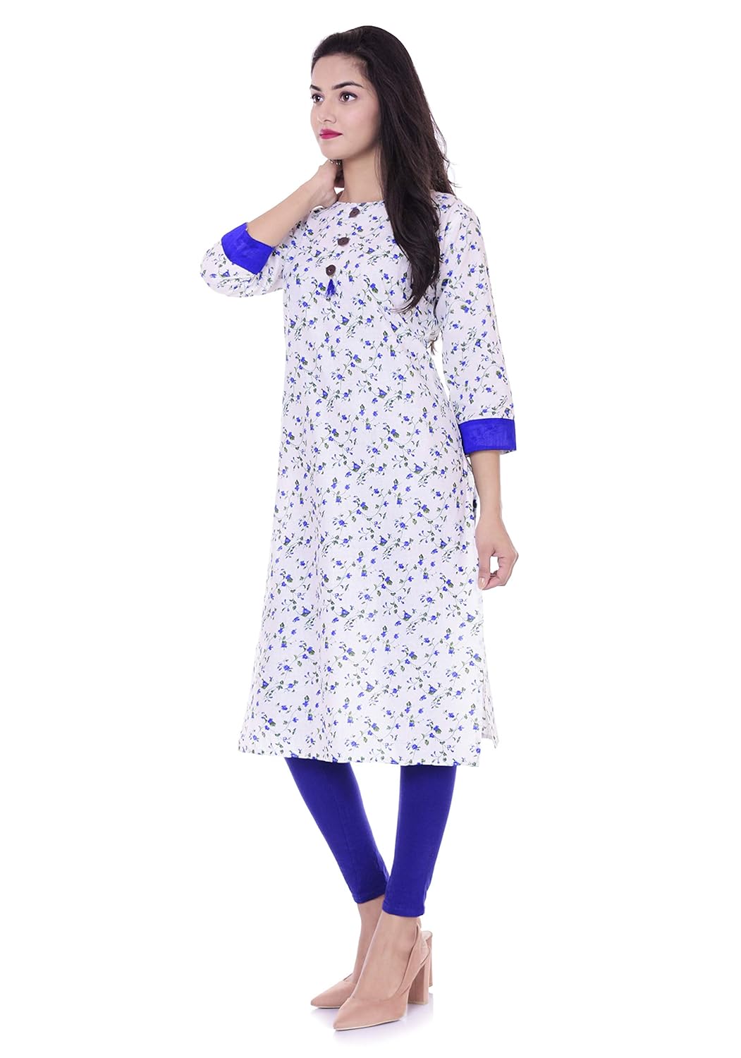 fashion cloud yellow floral printed cotton kurti