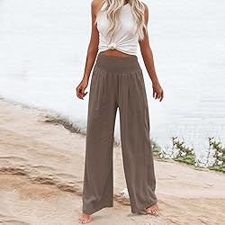 JIOEEH Flowy Pants Leg Palazzo Pants for Grey
