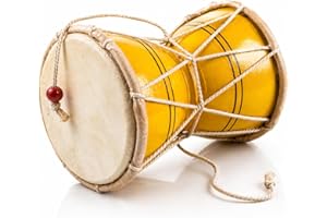 5 Inch Small Handmade Traditional Authentic Wooden & Leather Classical Indian Folk Dumroo Damroo Damaru Hand Drum Percussion 