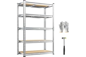 Bepatio 2050 LBS 5 Tier Storage Shelves Heavy Duty Garage Shelving, Adjustable Metal Shelving Unit Garage Shelves for Basemen