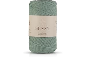 S SENSY Sensy Premium Macrame Cord 3mm 109 Yards, 100% Cotton, Single Strand Twisted, Macrame Rope, Macrame String Cotton Yarn, Macrame Yarn (Sage)