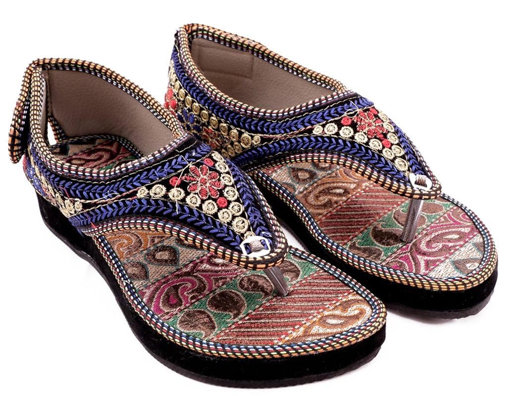 shree women's rajasthani multiwork ethnic flat sandal