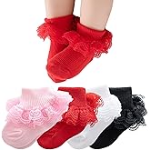 Yeshore Baby Girls Lace Socks,Soft Cotton Ruffle Ankle Socks Frilly Dress Socks for Newborns Infants Toddlers and kids