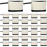 Silkfly 30 Pcs Cotton Canvas Makeup Bags Canvas Cosmetic Zipper 10.2 x 5.5 x 2 Inches Blank DIY Pouch Bag Bulk with Bottom Pencil Case Travel Toiletry Pouch for Women (Black,Beige)