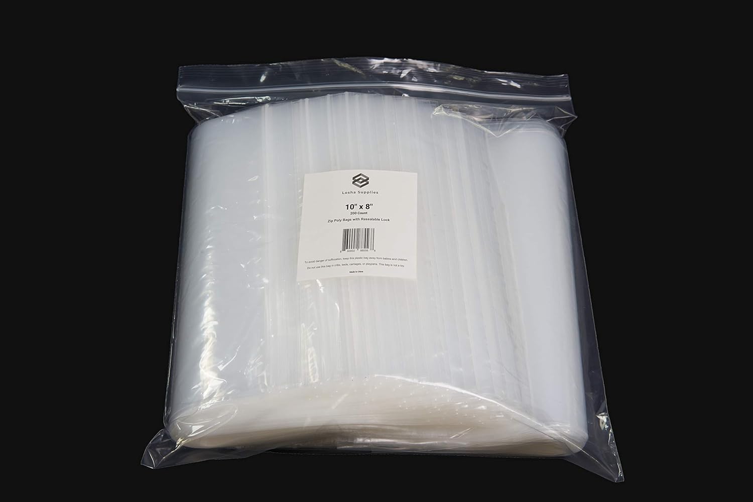 200 Count - 2 Mil Clear Plastic Reclosable Zip Poly Bags with Resealable Lock Seal Zipper (10x8)