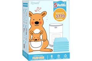 EYSSU 5 Pack Diaper Pail Refill Bags Compatible with Dekor Plus Diaper Pail, 40% Extra Length Refills Holds up to 3770 Diapers, Thickened Multi-layer Odor Control (Baby Scent)