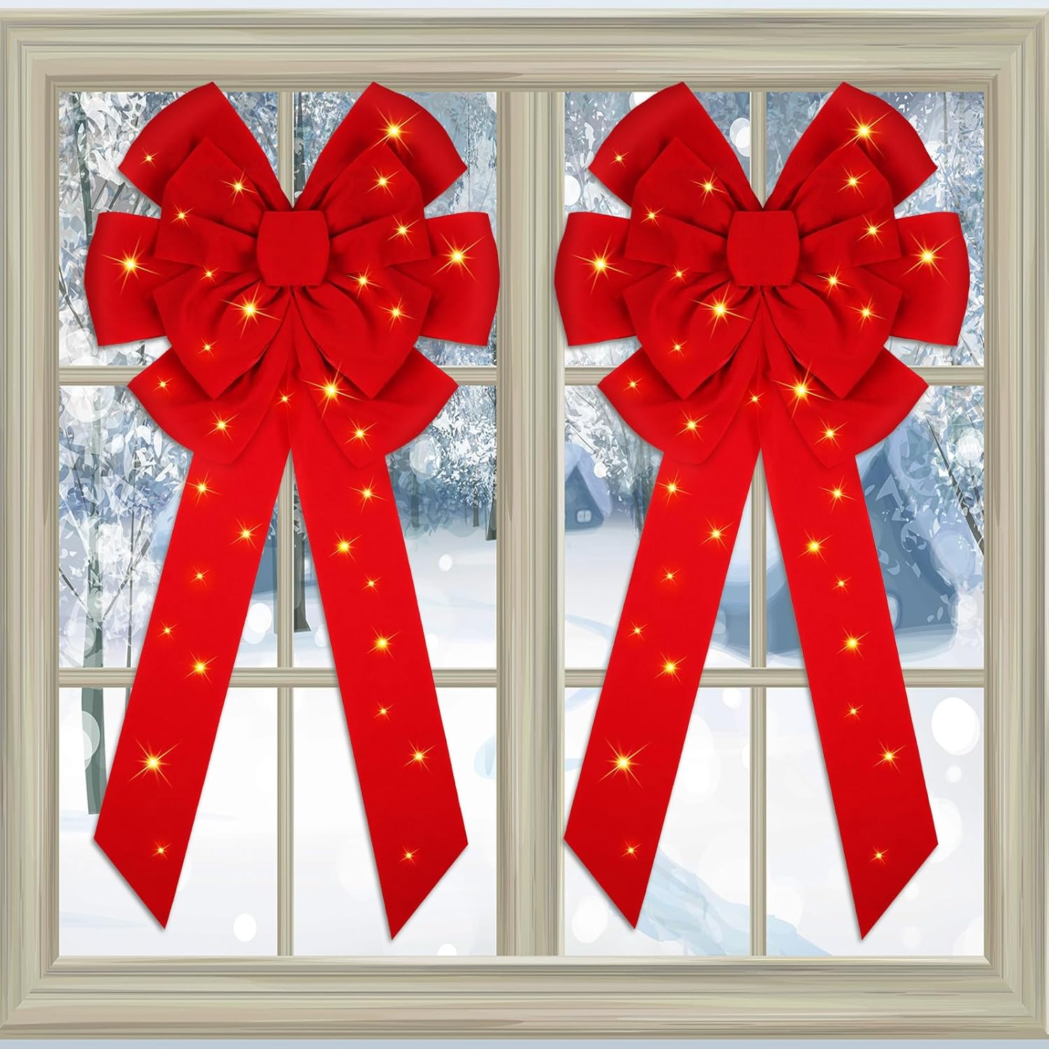 Bows & Ribbons - Crowye 2 Pcs Large Christmas LED Wreath Bow 17.7
