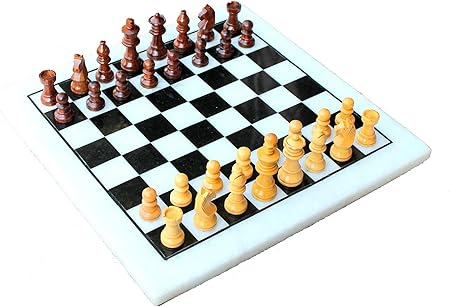 StonKraft 12 x 12 Collectible White Marble Chess Board Game Set (Delivery < 7 Days)