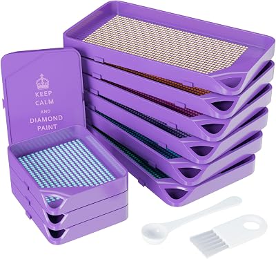 ARTDOT 10-Piece Interlocking Diamond Art Trays Purple Large Capacity