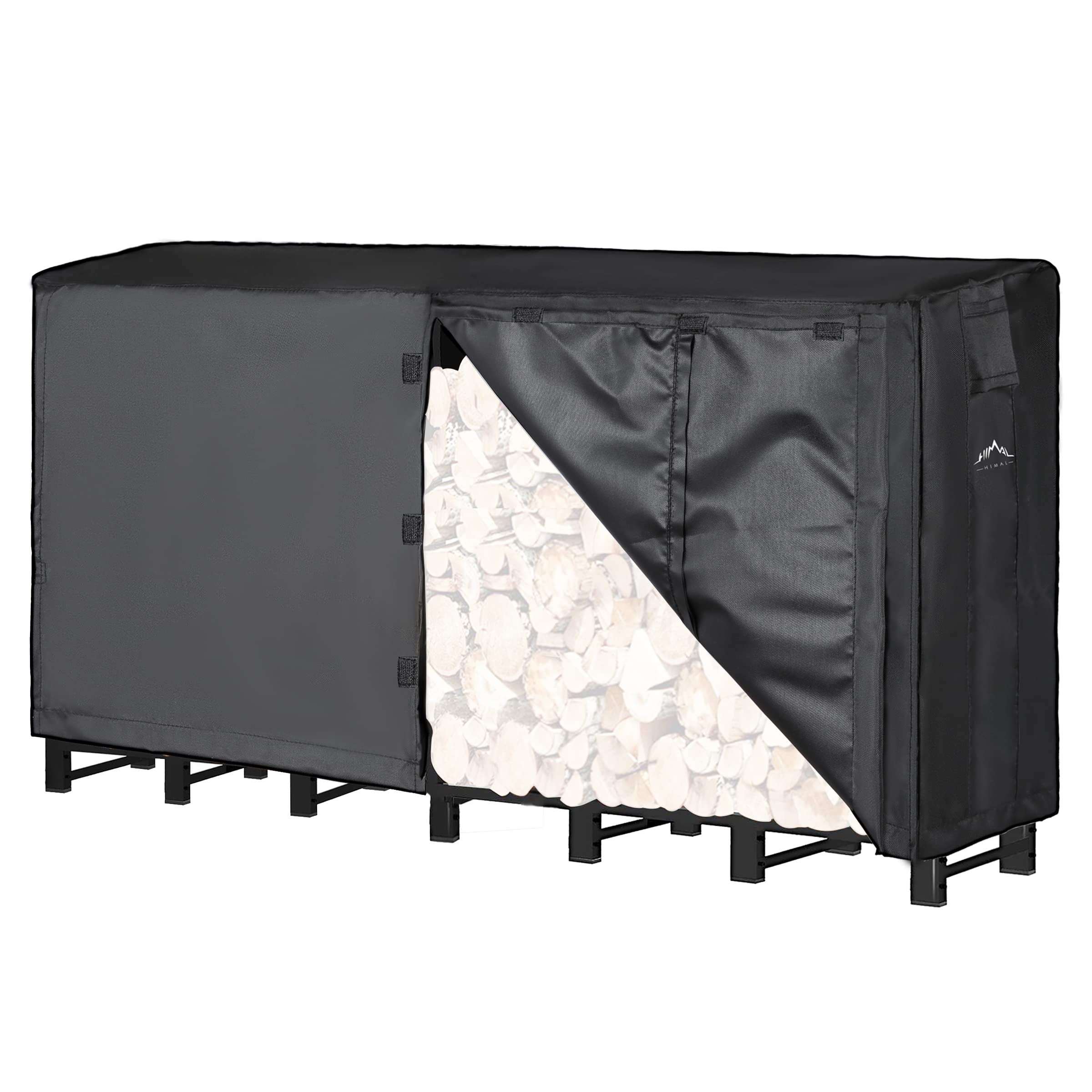 Photo 1 of Himal 8ft Waterproof Firewood Cover, Heavy Duty 600D Oxford Outdoor Storage Wood Rack Cover with Buckle (Log Rack not Included)