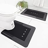 HelloTree 2Pcs Ultra Soft Napa Skin Bath Mat and U-Shaped Toilet Rug, Water Absorbent and Non Slip Shower Bath Rug for Bathroom, Tub and Shower - 20"x32"+20"x24", Dark Grey