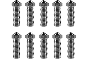 AITIAO 10PCS Hardened Steel Nozzle 0.4mm Volcano Nozzles V6 3D Printer Printed Head for J-Head Hotend Extruder Parts,Compatible Artillery/Sidewinder 3D Printer