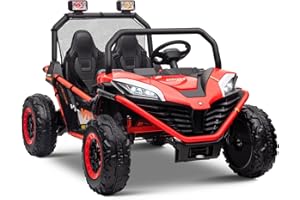 OTTARO 24V 10AH Ride on UTV Cars 2 Seater, Electric Cars Vehicles for Kids Teens,Metal Frame,EVA Wheels, 2x200W Powerful Motors, 20” Large 2 Seats, Bluetooth, Remote Control, Max Speed 4.7Mph（Red）