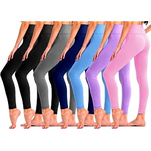 7 Pack Girls Athletic Leggings, Kids' High Waisted Ankle Length Yoga Pants | Machine Wash, Fresh Pair for a week, Non See Thr
