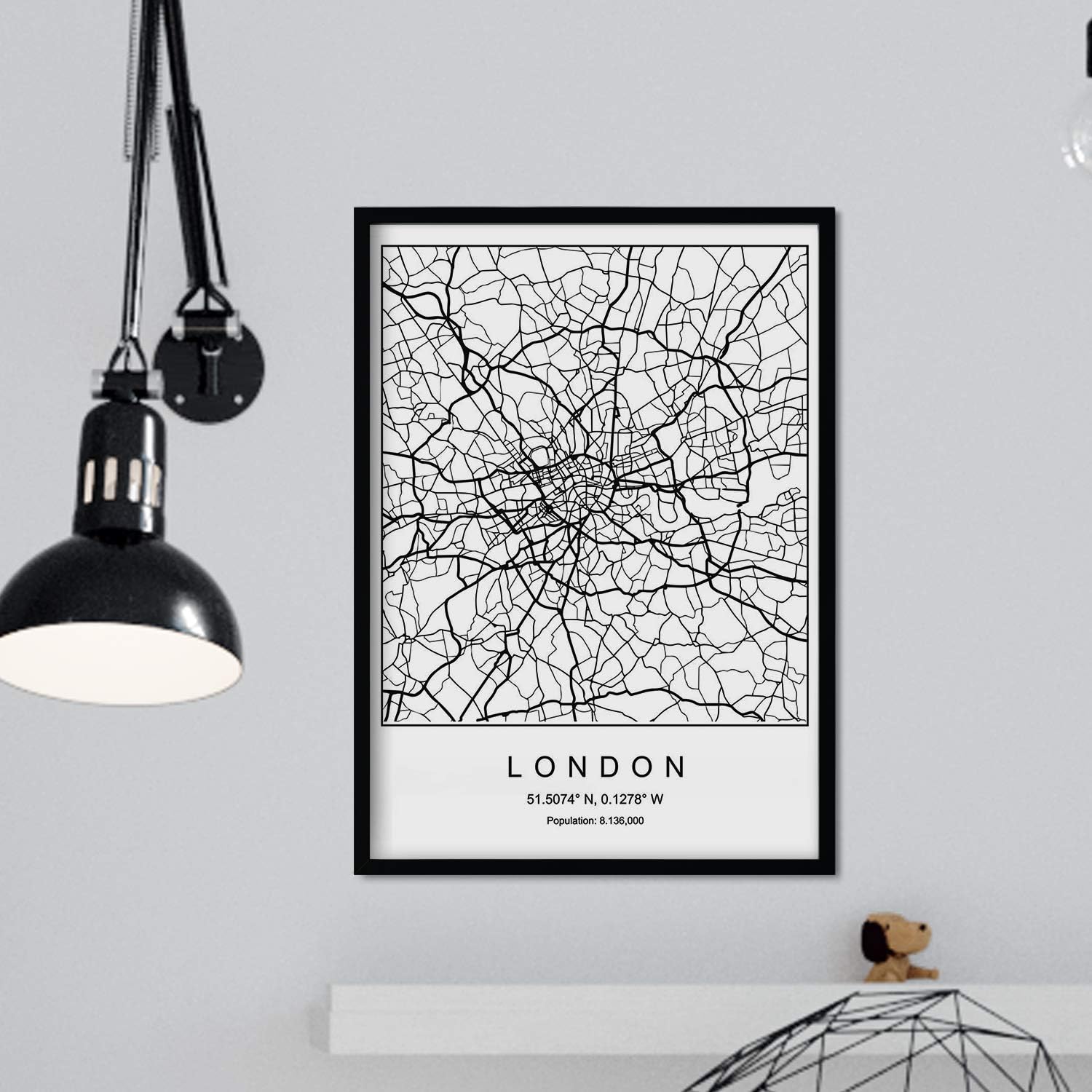 nacnic Prints London City Map Nordic Style - Set of 1-250g Paper - Beautiful Poster Painting for Home Office Living Room