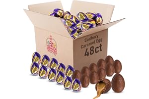 KANDY KORNER Cadbury Caramel Eggs Milk Chocolate Candy for Kids Easter Basket Stuffers, Party Favors, Lunch Boxes, Birthdays and Candy Dishes - Individually Wrapped Caramello Easter Chocolate Eggs Bulk, 48 Count
