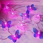 Curyidy Cherry Blossom Flower&amp;Butterfly String Lights for Bedroom, 10LED Fairy Lights with Timer Function Waterproof Battery Operated for Home,Wedding, Christmas Decorations (Pink)