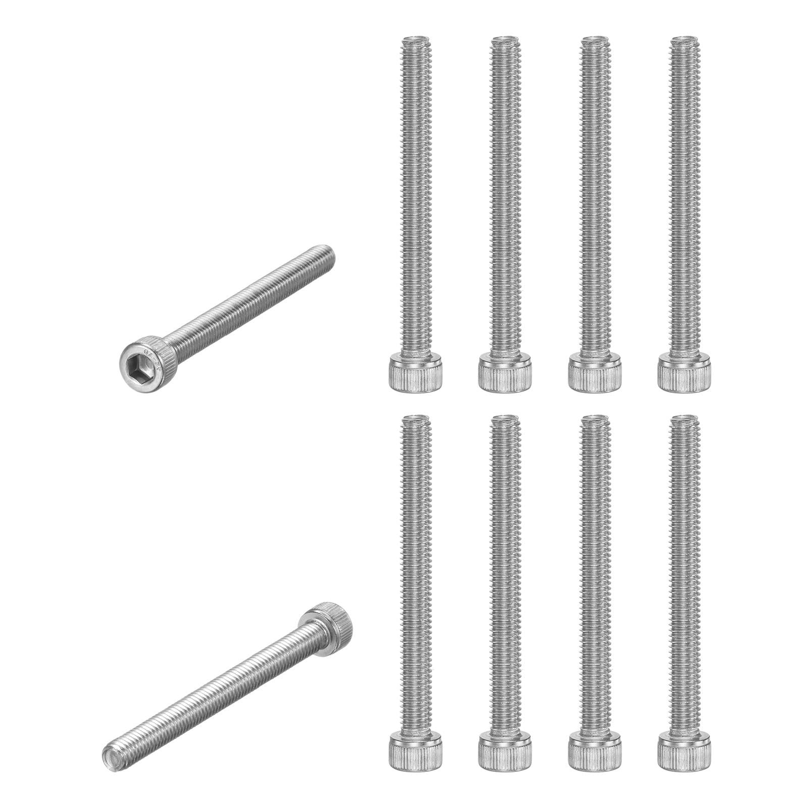 M METERXITY 10-Pack Socket Head Cap Screws Bolts M6x60mm 1mm Pitch Button Head Socket Screws 304 Stainless Steel Hex Socket Bolts [Silver]