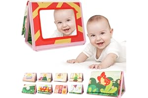 Aolso Tummy Time Baby Mirror Toys, Black and White High Contrast Baby Toys, Sensory Toy with Soft Double Sided Crinkle Cloth Activity Book for Boy&Girls Babies 0 3 6 Months Shower Gifts(Butterfly)