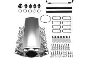 PUZZLEDEER LS LS1 LS2 LS6 Intake Manifold Compatible for Chevy for GMC for Pontiac Intake Manifold Cathedral Port Silver 102mm