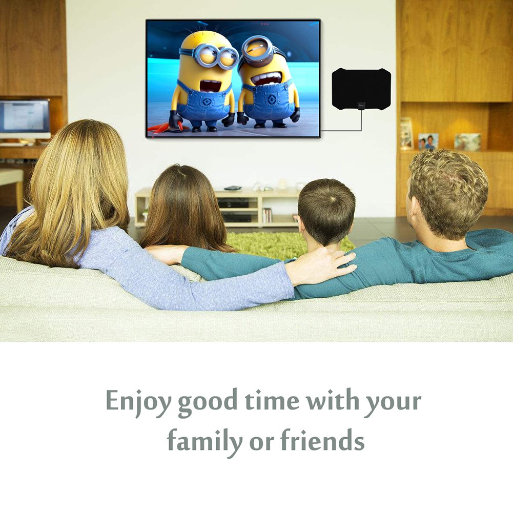 50 Mile Flat TV Antenna,Digital HDTV Antenna Indoor Long Range ATSC Home Television Receiver with Detachable Amplifier Signal Booster USB Power Supply 16.5FT High Performance Coax Cable -Black