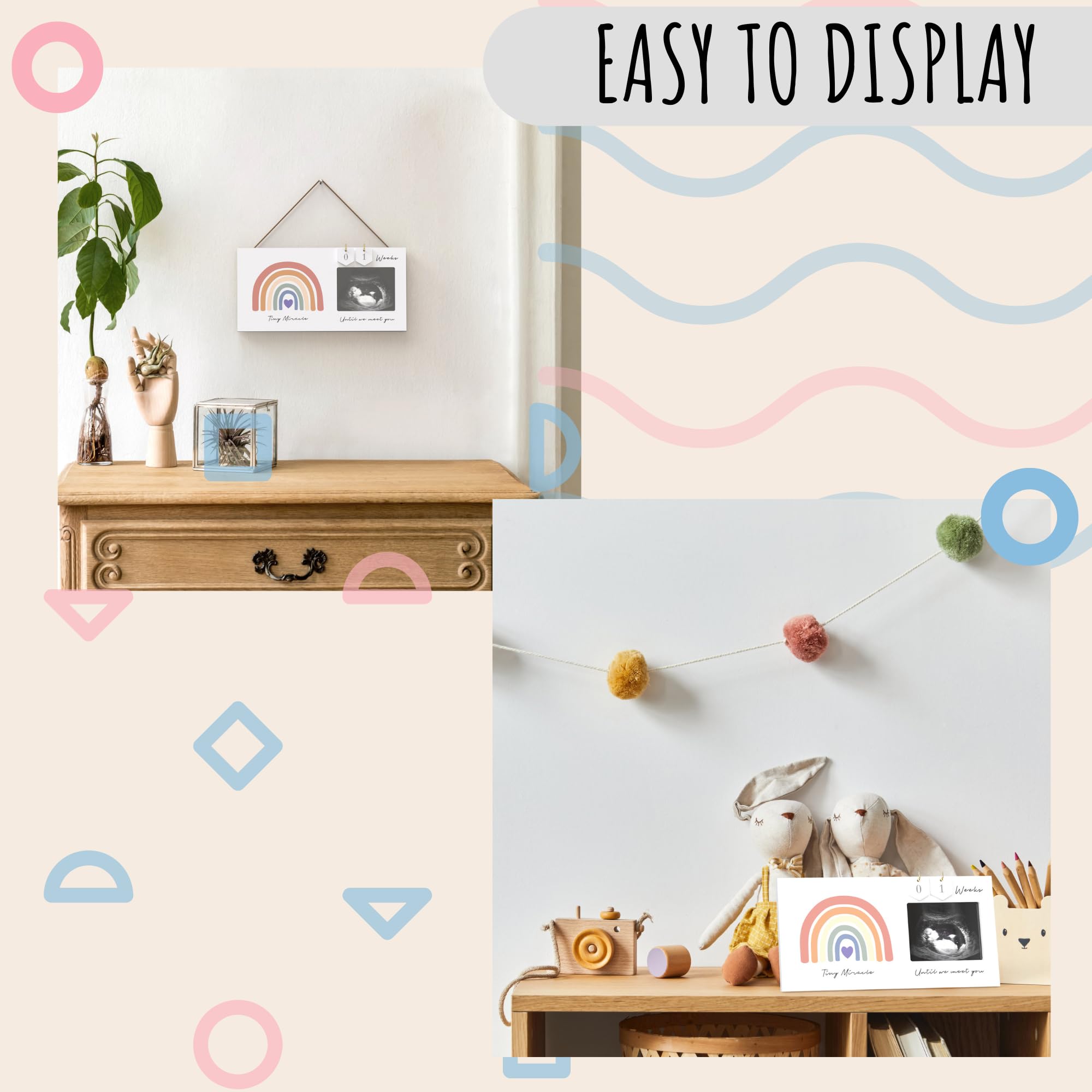 Rainbow Baby Sonogram Picture Frame Countdown Weeks, Pregnancy Announcement Ideas, 4