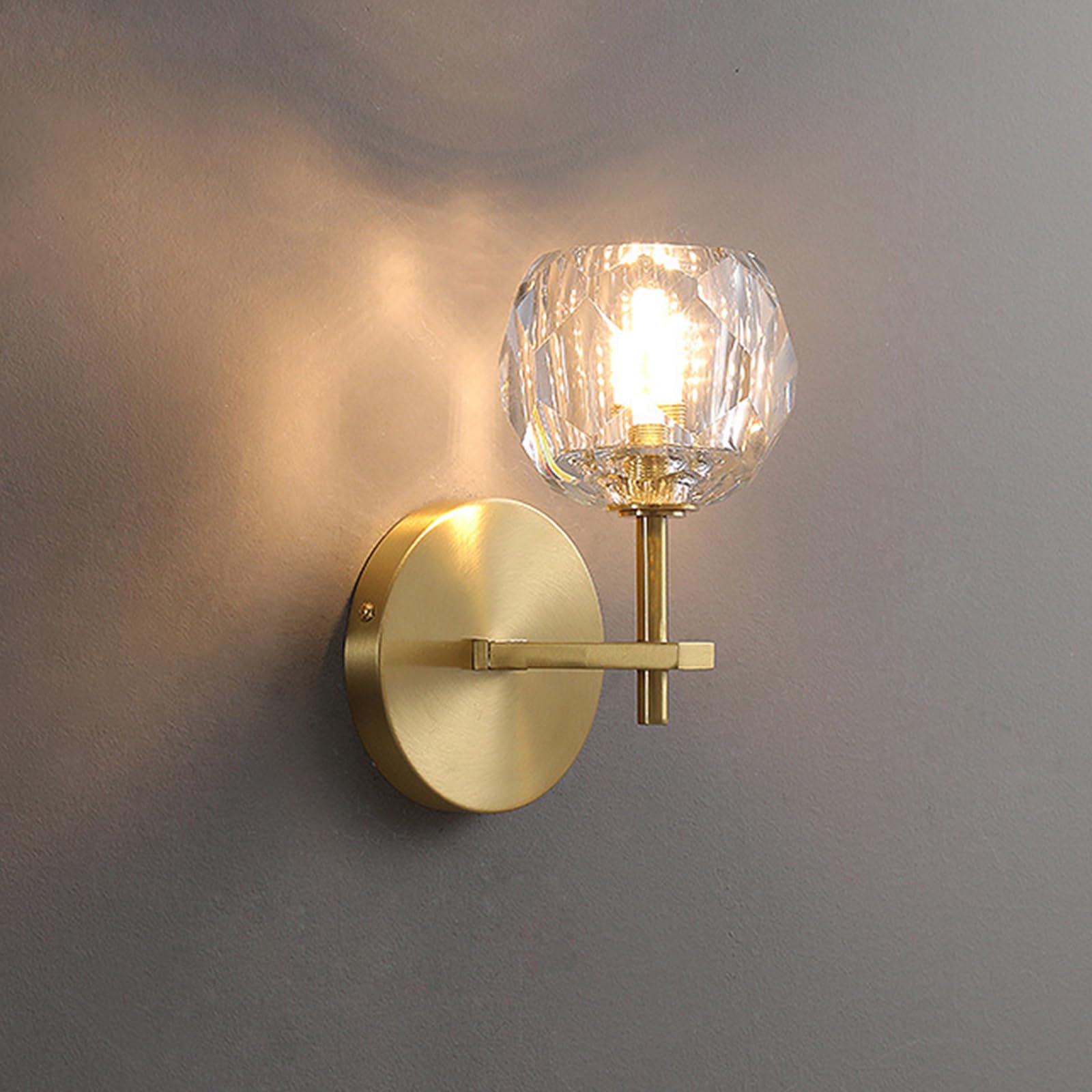 CRFASIBE Crystal Wall Lights, G9 Art Decor Wall Lamp, Indoor Antique Brass Crystal Lighting Fixtures for Living Room, Bedroom, Hotel, Cafe (Dia 12cm)