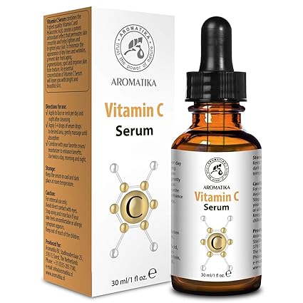 Serum Vitamin C für Gesicht und Körper - 30ml Glasflasche - C-Vitamin Serum mit reines Vitamin C - Vitamin E und Hyaluronsäur