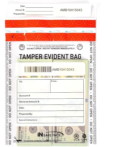 Nadex 9x12 Inch Tamper Evident Bank Deposit Bags - 50 Pack With FRAUDSTOPPER Level 4 Security (Clear) - View #4