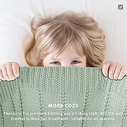 RECYCO Cable Knit Sage Green Throw Blanket Twin