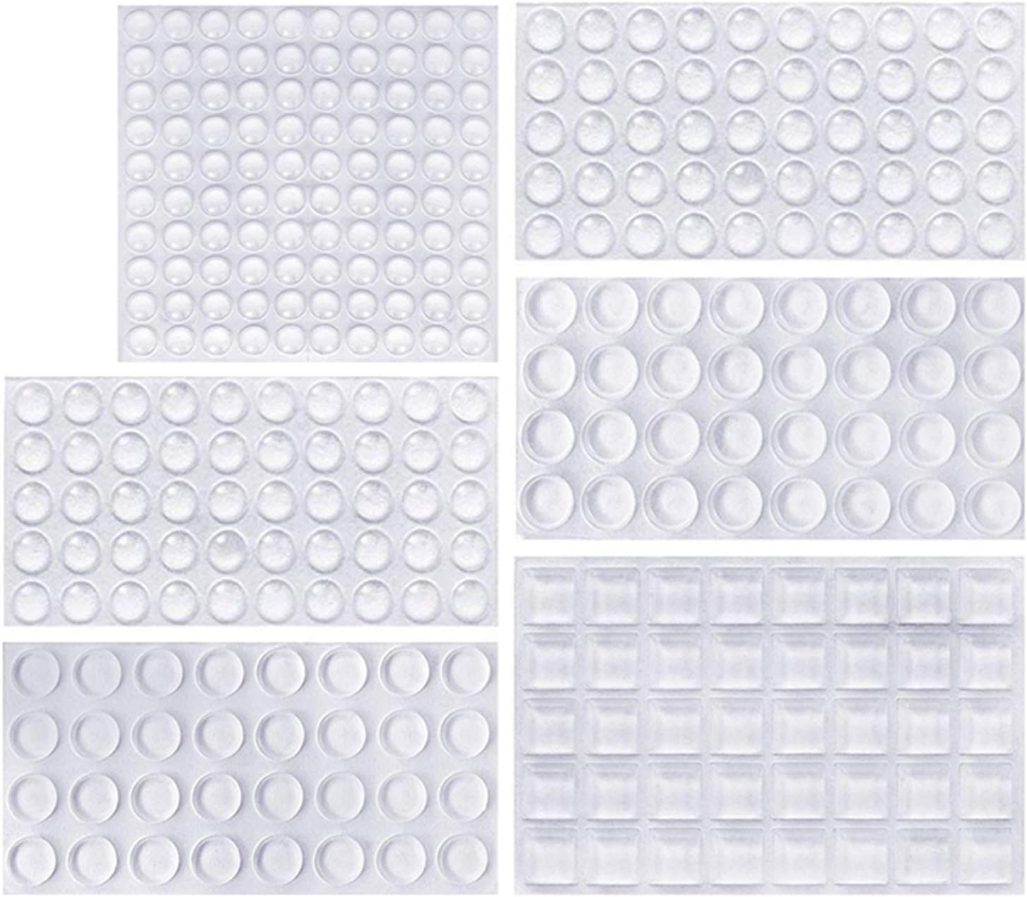 304 Pieces Clear Rubber Feet Bumper Pads, Buffer Pads Adhesive Rubber Feet, 6 Size Cabinet Door Bumpers, Round, Hemispherical