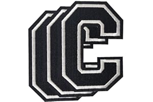 Harsgs 3.1 Inch Iron on Letters Patches, Embroidered Individual Letters Patch Applique for Clothes, Dress, Hat, Jeans, DIY Accessories, 3 Pieces C