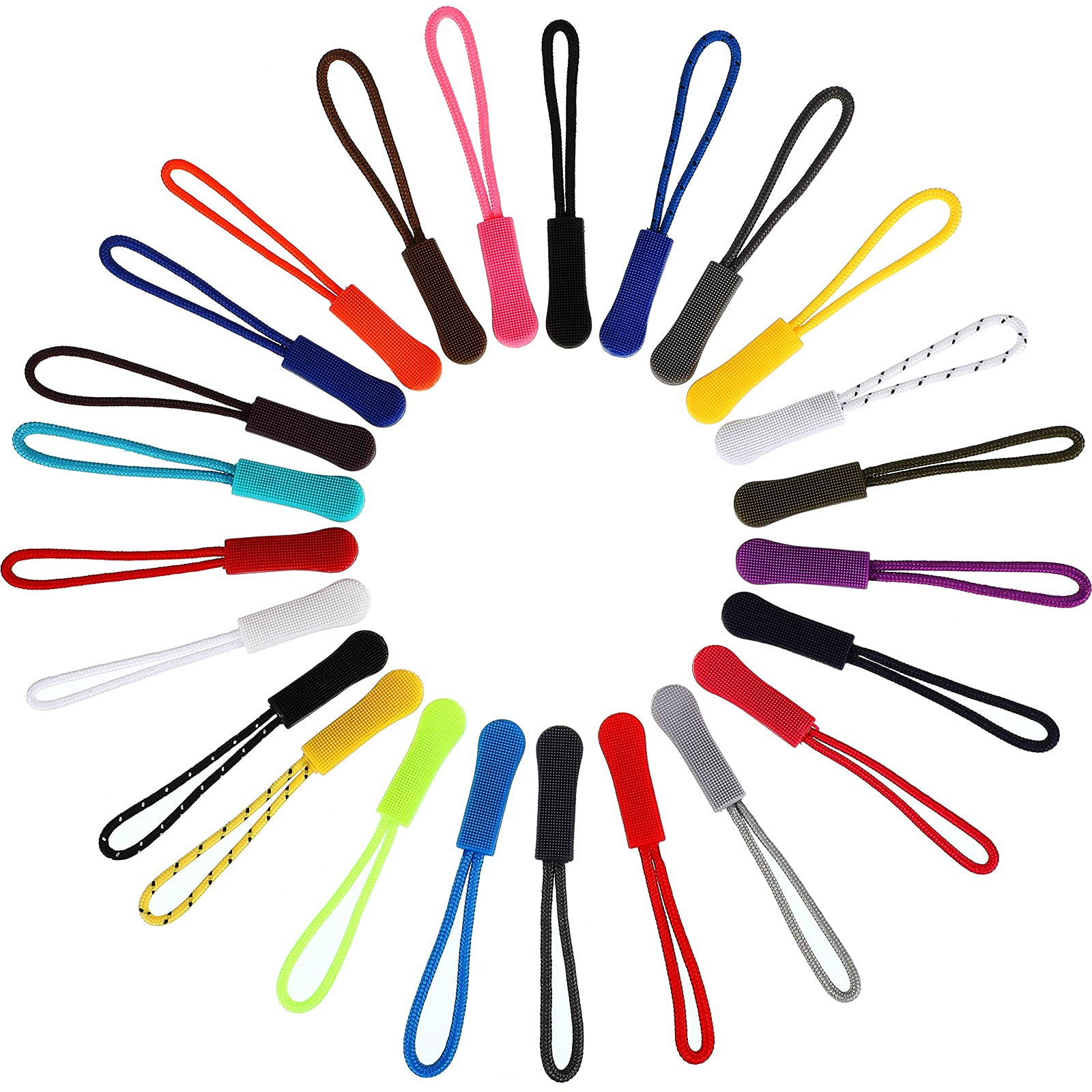 50 Pieces Zipper Pulls, 25 Colors Zipper Tags Strong Nylon Cord, Zipper Pull Replacement for Backpacks, Jackets, Luggage, Purses, Handbags, Sweatshirt