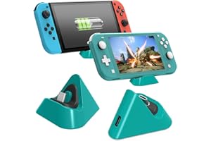 MENEEA Charging Dock for Nintendo Switch Lite and Nintendo Switch, Compact Charging Stand Station with Type C Port (Green)