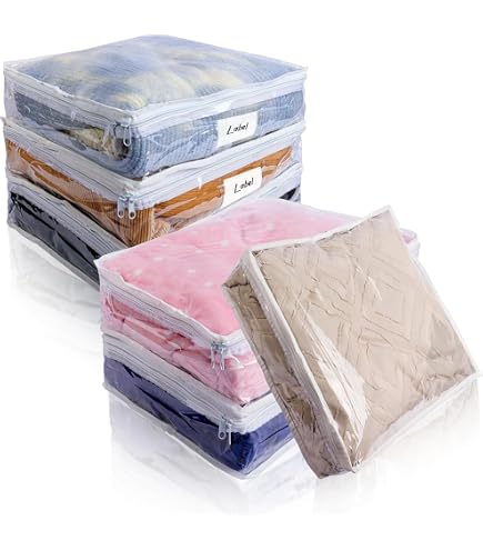KANUSHI Lot De 10 Housses De Sari Transparentes Avec Fermeture Éclair - Protection Anti-poussière