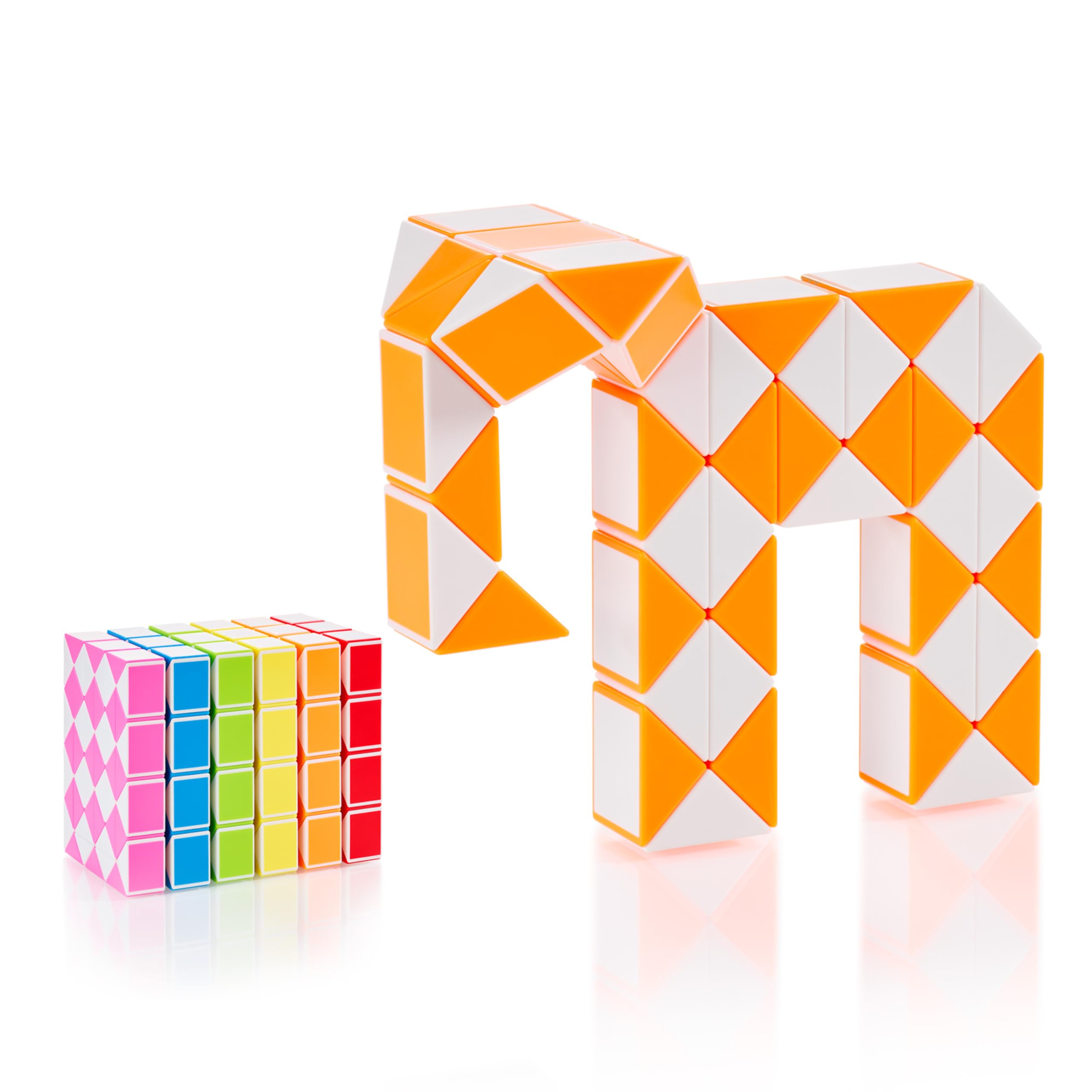 CUBIDI® Original Magic Snake | 48 Blocks Orange | Puzzle Games for Children and Adults | Ideal as Party Bags Children's Birthday Party Favours or Small Gifts for Children