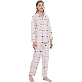 HEARTNICE Women Soft Pajama Set, Long Warm Flannel Pajamas Lightweight Cute Printed Pjs Set with Pockets