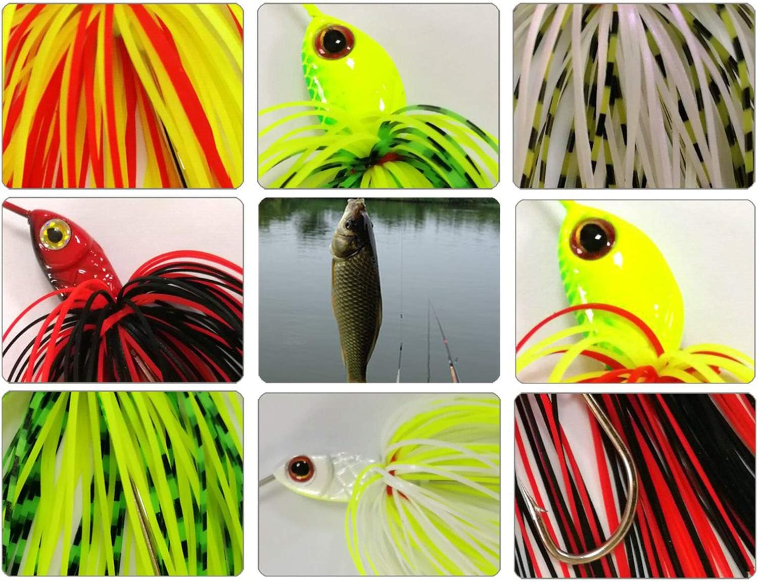 Spinner Baits Bass Fishing Lures Kit, Hard Spinnerbait Buzzbait Lures Bass Jig Skirts Trout Lure Freshwater Metal Swimbaits for Pike Trout Salmon : Sports & Outdoors
