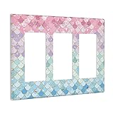 Colorful Mermaid Scales 3 Gang Rocker Light Switch
