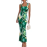 Caracilia Dresses for Women Summer 2026 Sleeveless Mesh Bodycon Floral Maxi Formal Wedding Guest Dress Party Spring