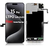 【Fixable pop-up Warning】 Soft LTPO OLED Screen Repl. for iPhone 15 Pro | Full View Anti-Glare, 1-120Hz ProMotion, 2796x1290 res, 6.1"Digitizer,power-efficient,repair kit