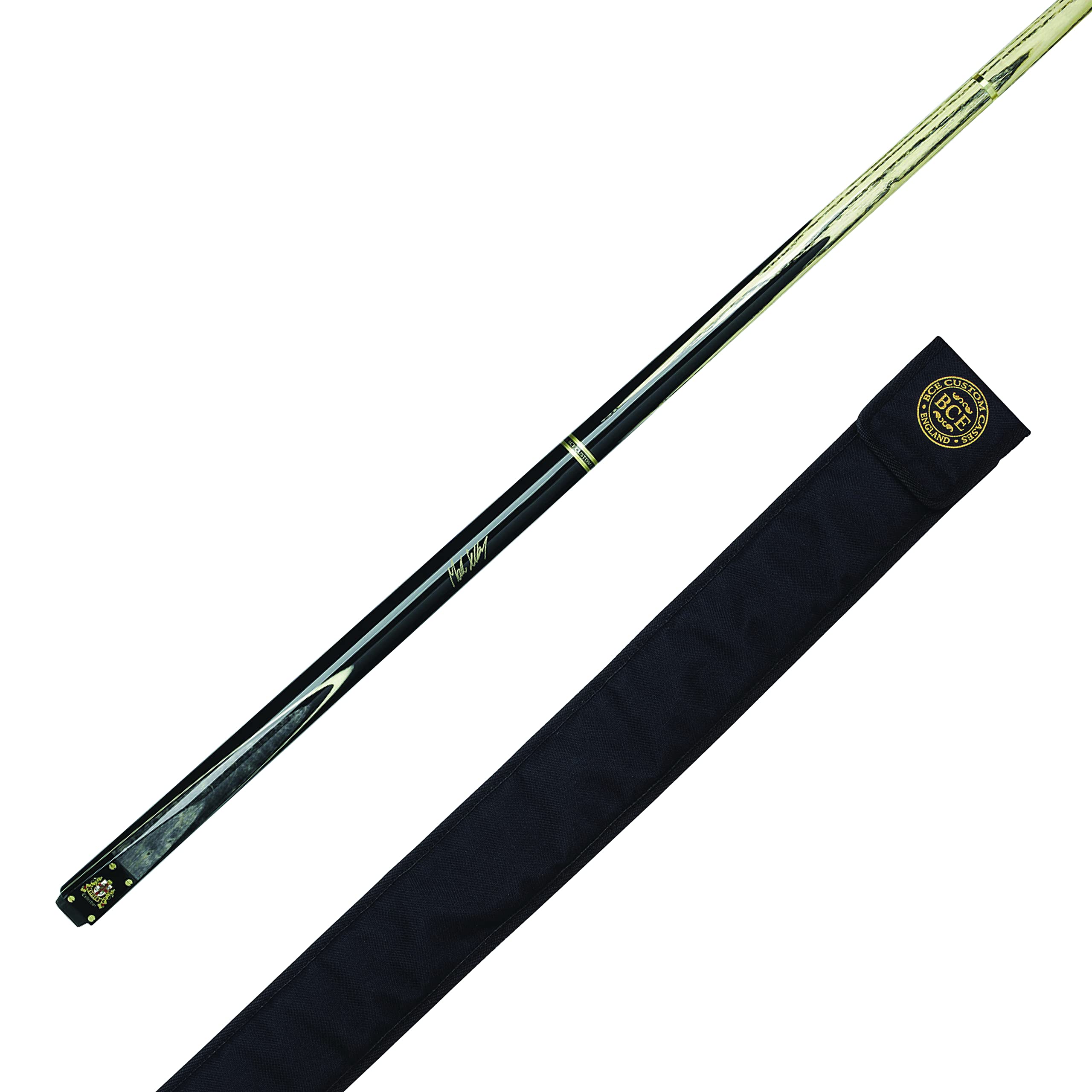 BCE Heritage 2 Piece Cue with Matching Grain - Model Her-400, Length 145cm, 9.5mm Tip, Black Butt/Natural Wood Shaft, 57 UK