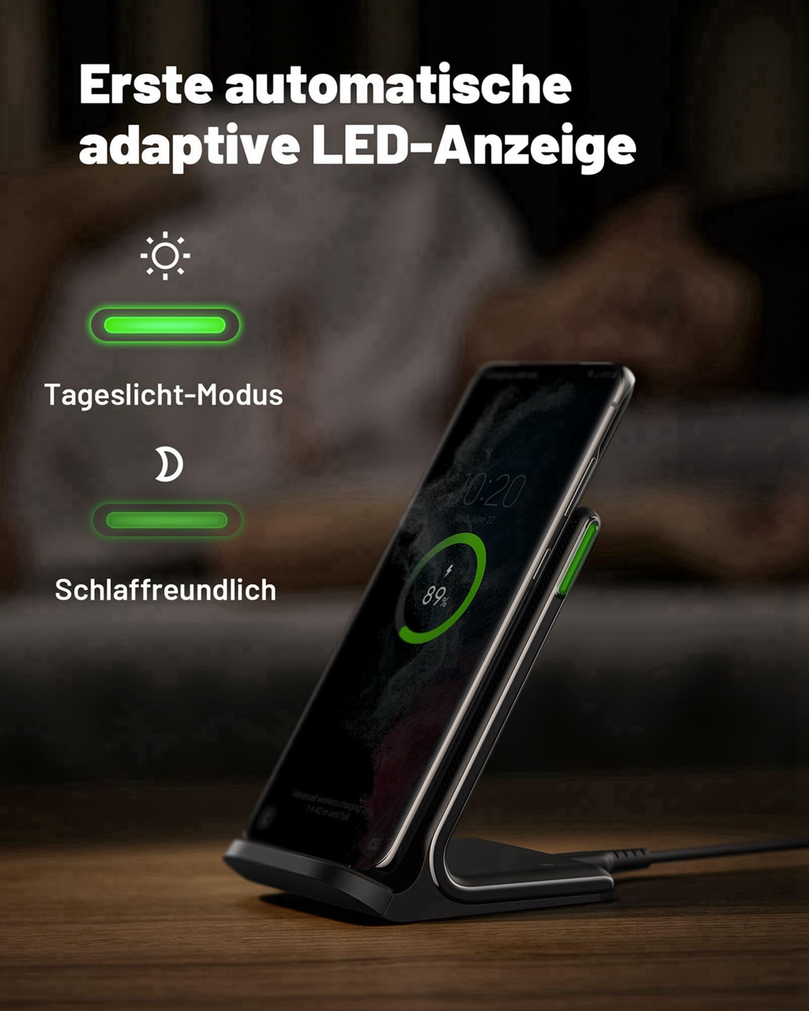 INIU Wireless Charger Stand, 15W Induktive Ladestation Schnelles Kabelloses Ladegerät Handy Ständer handyhalterung für iPhone 17 16 15 14 13 12 Pro Max Samsung Galaxy S23 S22 Google etc 3