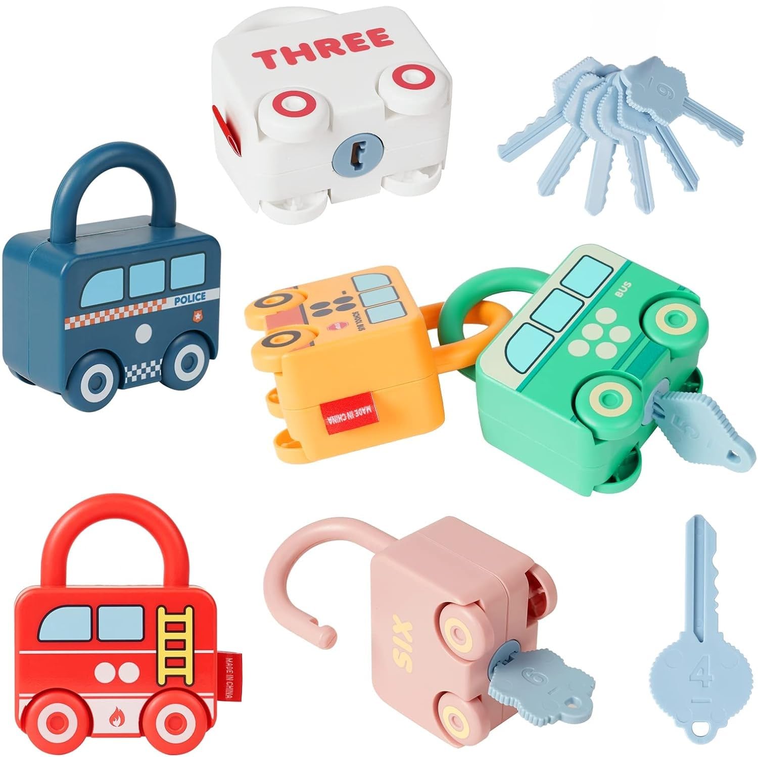 Ainiv Montessori Car-6 Learning Toys, Busy Board Activity, Early Education for 3-6 Year Boys & Girls