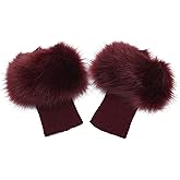 LA CARRIE Women Faux Fur Plush Leg Warmers Short Furry Fuzzy Leg Cuffs Girls Winter Knitted Boot