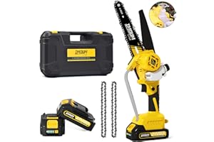 Mini Chainsaw Cordless 6 Inch, IMOUMLIVE Brushless Handheld Portable Electric Small Powerful Hand Chain Saw with 2×21V Batteries, Auto Oil System, Tool Free Installation, Easy Use for Branch Pruning