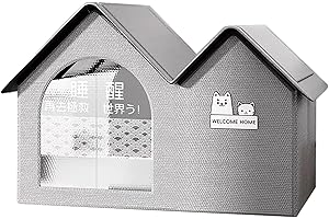 CLAYCLAY Pet Cooling House, Foldable Cat and Dog House for Outdoor Indoor with Air Conditioning 10 Ice Packs, Durable Indoor Outdoor Dog Houses Ventilate & Easy Clean and Assemble (28''L*18''W*17''H, Gray)