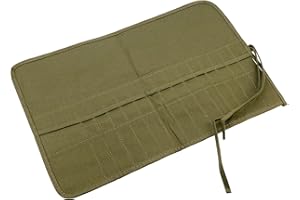 Pufguy 30 Slots Paint Brush Holder Green Paint Brush Holder Pouch Artist Paint Brush Roll up Bag Holder Canvas Pouch Case, 19.1" L x 12.3" W