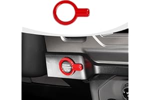RAZPOY for Bronco Push Start Button Cover, Engine Start Stop Button Trim Compatible with 2021-2023 Ford Bronco Interior Accessories, Red