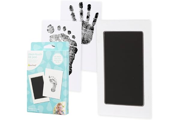 Pearhead Newborn Baby Handprint or Footprint “Clean-Touch” Ink Pad, 2 Uses, Black, 1 Count (Pack of 1)